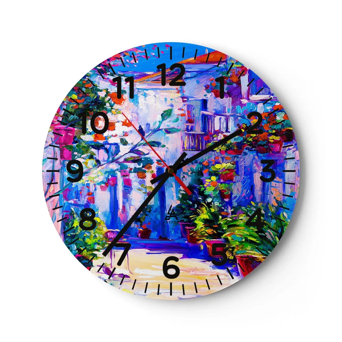 Ceas de perete - Ceas pe sticlă - Impresie - străduță italiană - 40x40 cm
