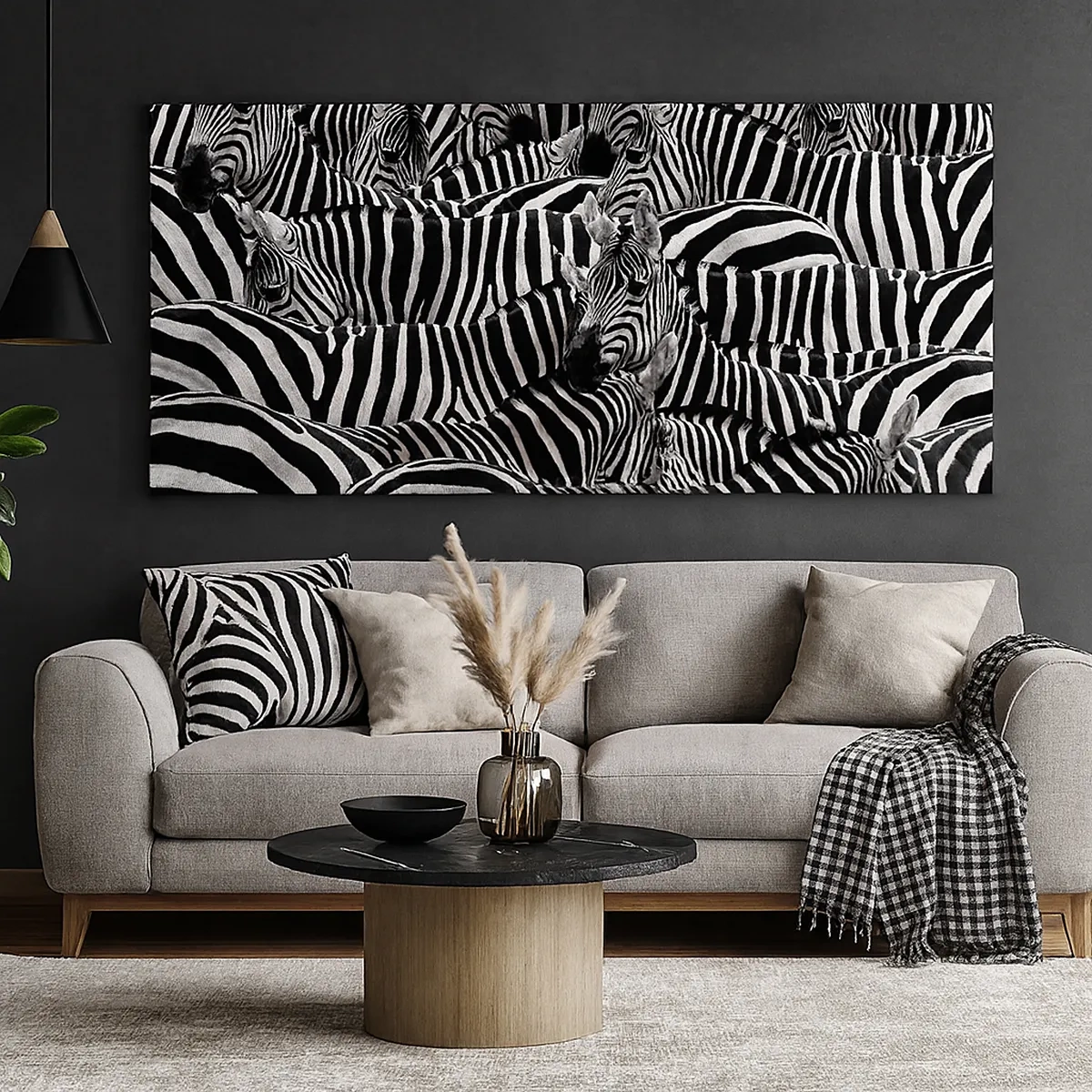 Tablou pe pânză - Portret de grup cu dungi - 30x30 cm