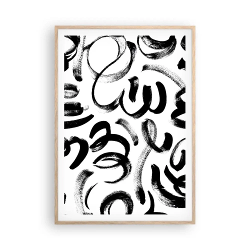 Poster în ramă de stejar deschis - Negru pe alb - 70x100 cm