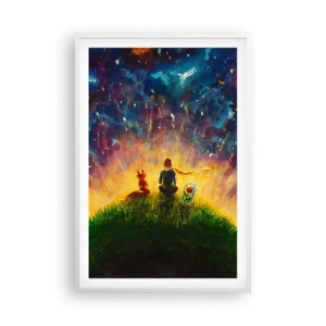 Poster în ramă albă - Dragoste și prietenie - întreaga lume - 61x91 cm