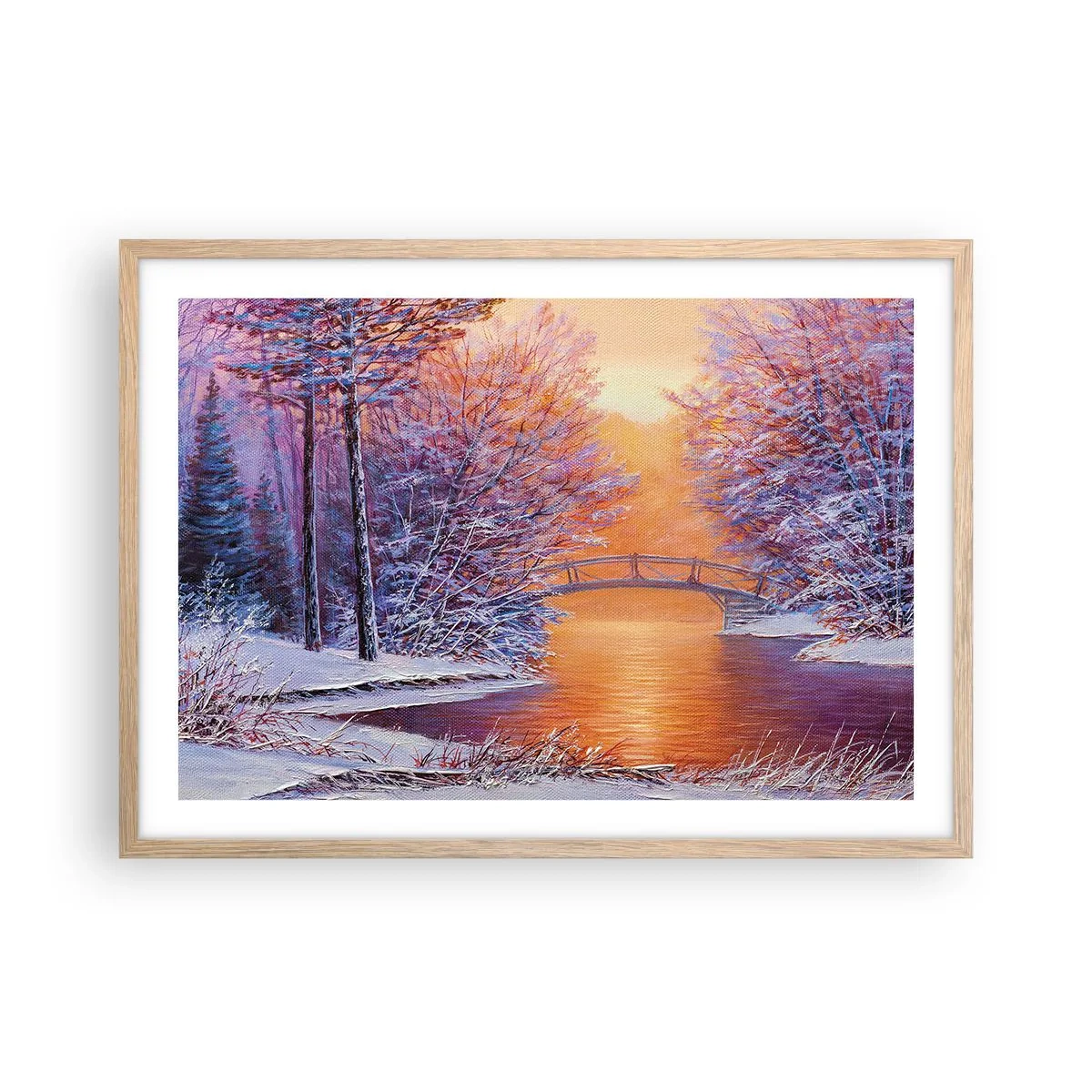 Poster în ramă de stejar deschis - Hai să ne întâlnim aici - 70x50 cm