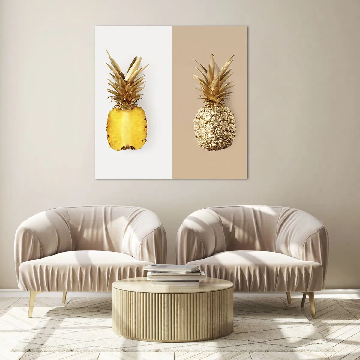 Tablou pe sticlă - Ananas de împărțit - 50x50 cm
