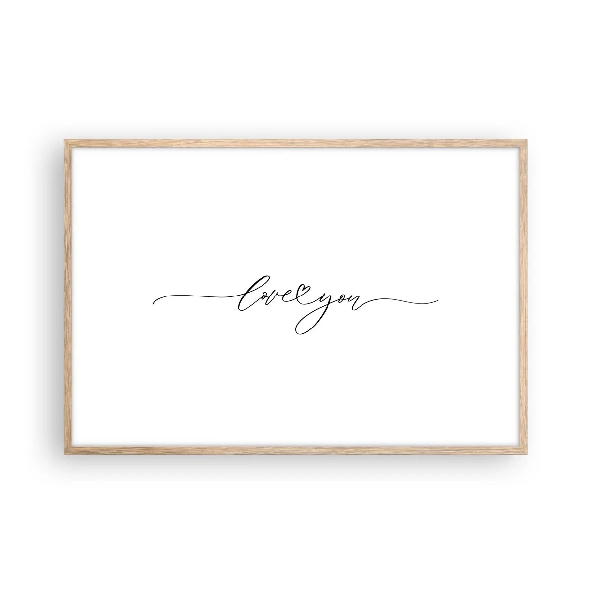 Poster în ramă de stejar deschis - Negru pe alb - 91x61 cm