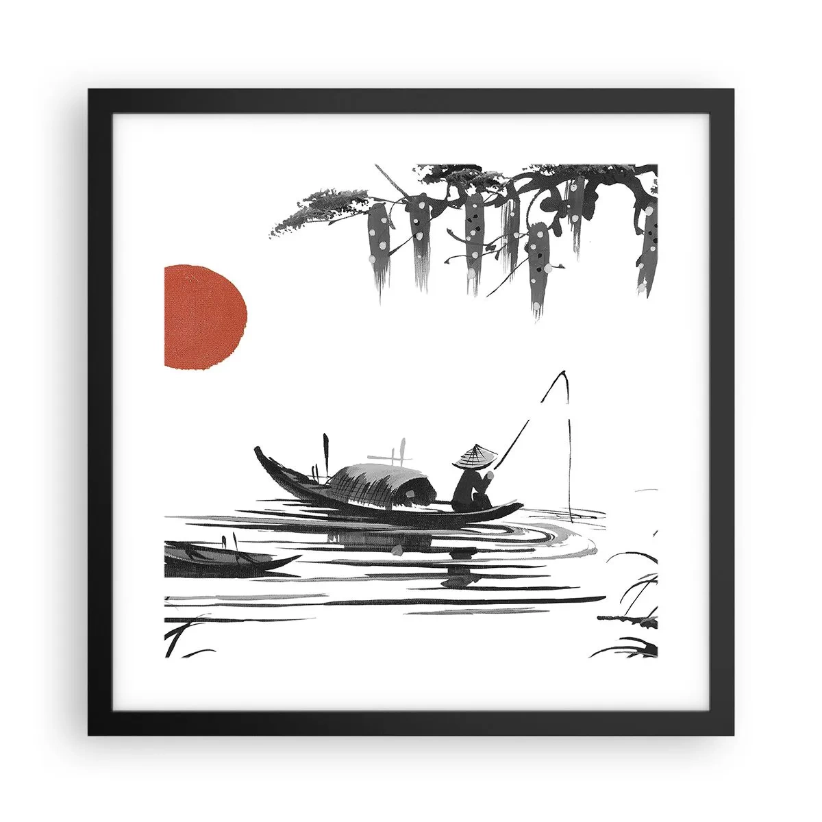 Poster în ramă neagră - O după-amiază asiatică - 40x40 cm