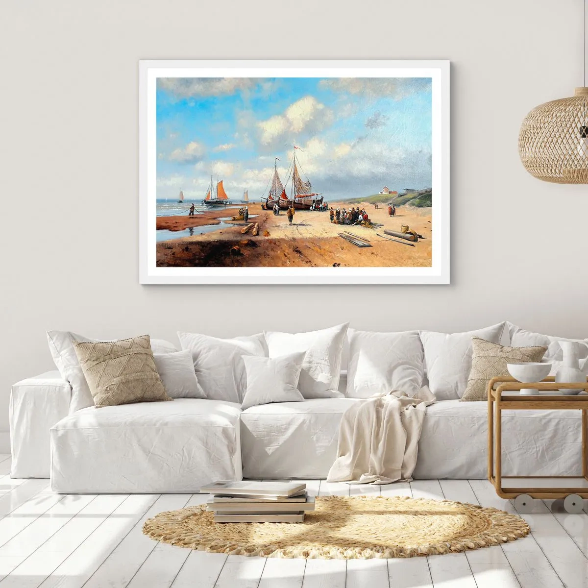 Poster în ramă albă - Pescuit de succes - 40x30 cm