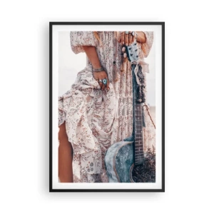 Poster în ramă neagră - Hippie pe drum - 61x91 cm