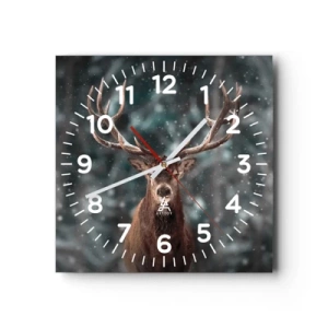 Ceas de perete - Ceas pe sticlă - Regele pădurii a fost încoronat - 40x40 cm