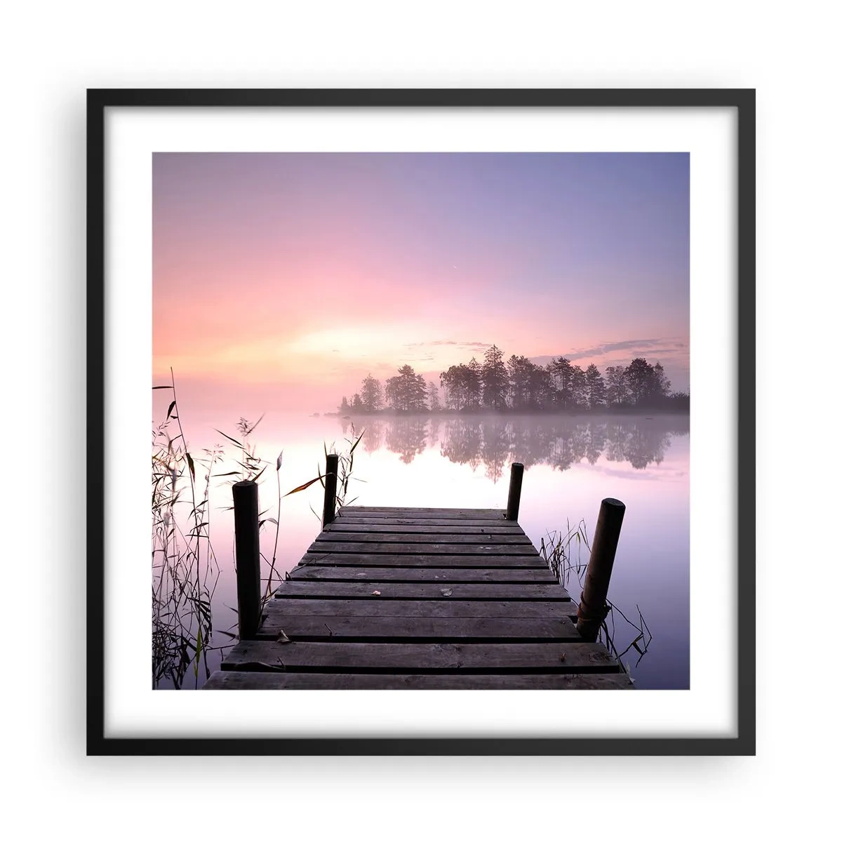 Poster în ramă neagră - Din ceața de liliac... - 50x50 cm