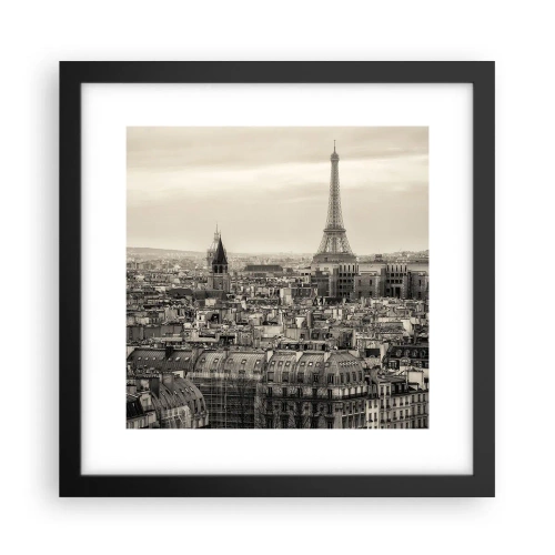 Poster în ramă neagră - Deasupra acoperișurilor Parisului - 30x30 cm