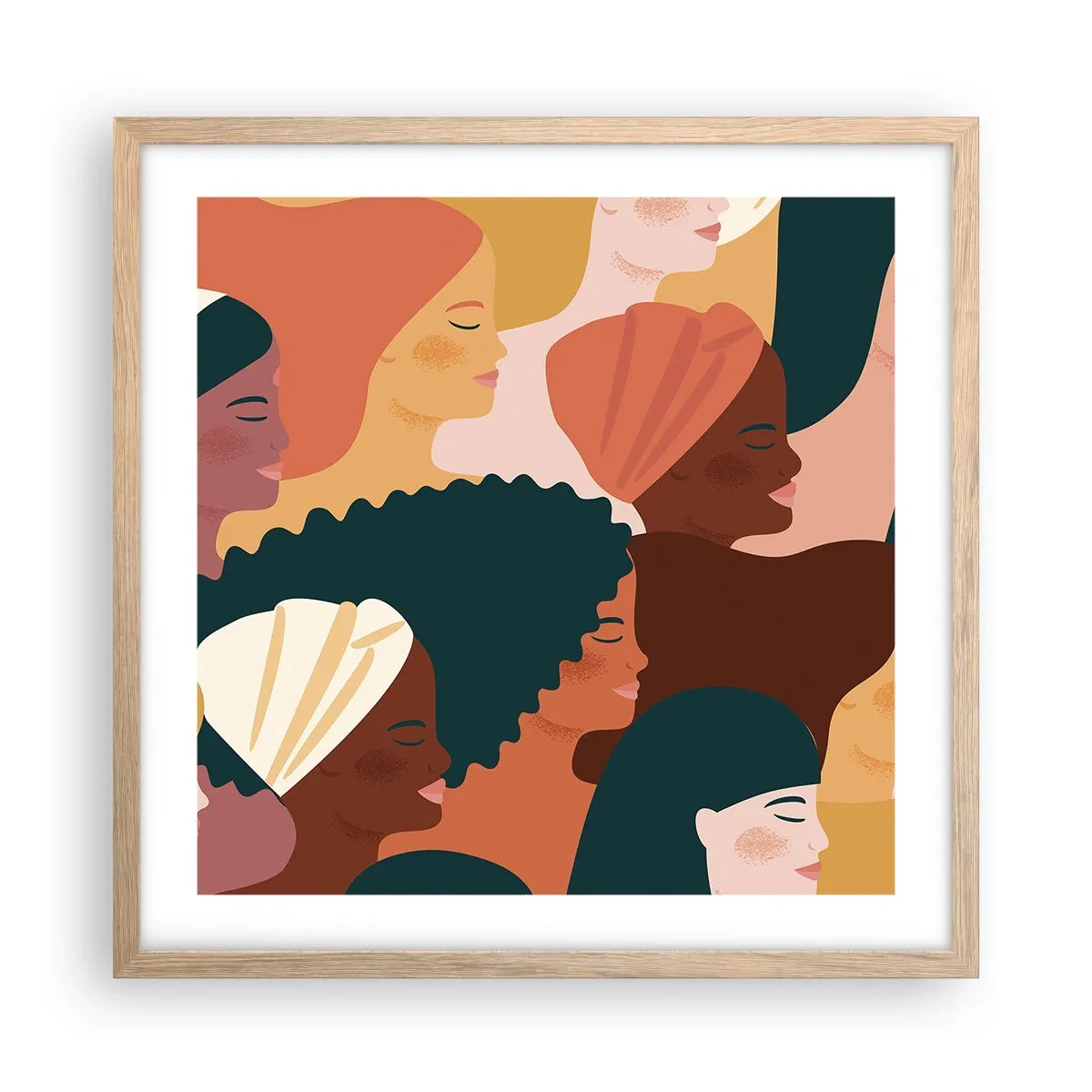 Poster în ramă de stejar deschis - Numai feminitate - 50x50 cm