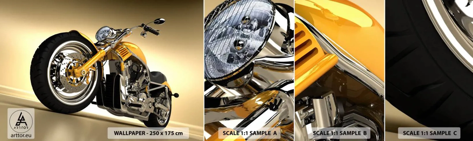 Mostră tapet autocolant Deluxe Sticker - Un vis de forță și viteză - Motocicletă, Motor, Automobile - 100x30 cm