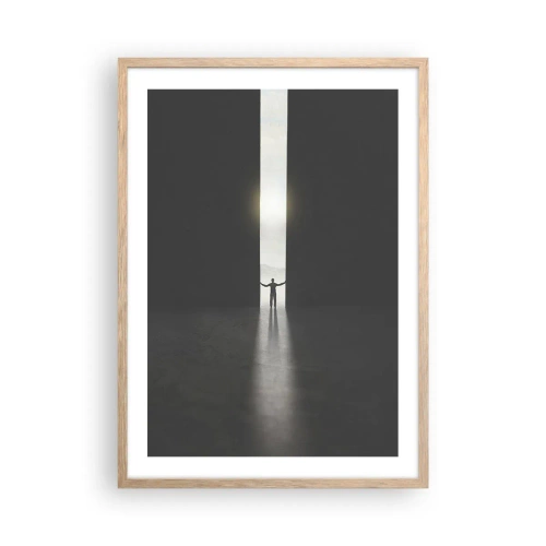 Poster în ramă de stejar deschis - Un pas spre un viitor luminos - 50x70 cm