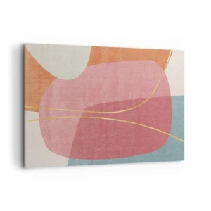 Tablou pe pânză - Compoziție pastel cu fir de aur - 100x70 cm