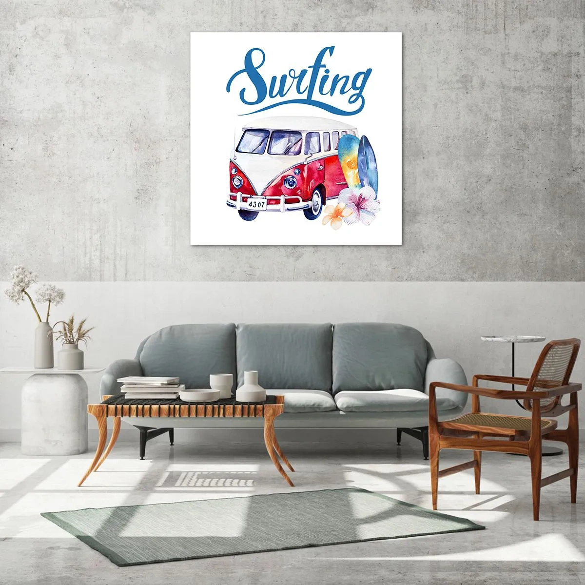 Tablou pe sticlă - Un clasic pentru surferi - 70x70 cm