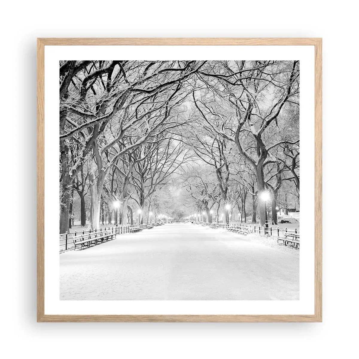 Poster în ramă de stejar deschis - Cele patru anotimpuri – iarna - 60x60 cm