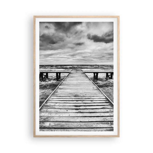Poster în ramă de stejar deschis - Aștept ca vântul să fugărească... - 70x100 cm