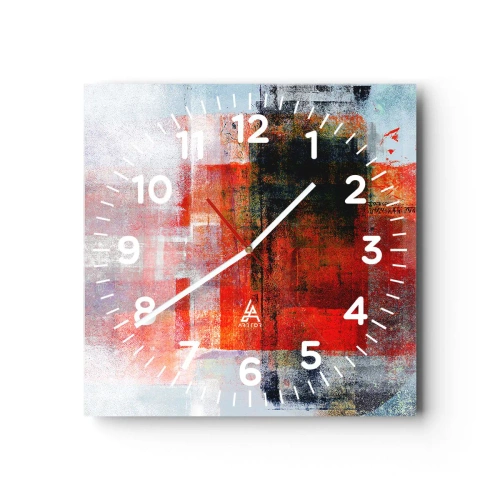 Ceas de perete - Ceas pe sticlă - Compoziție înfocată - 30x30 cm