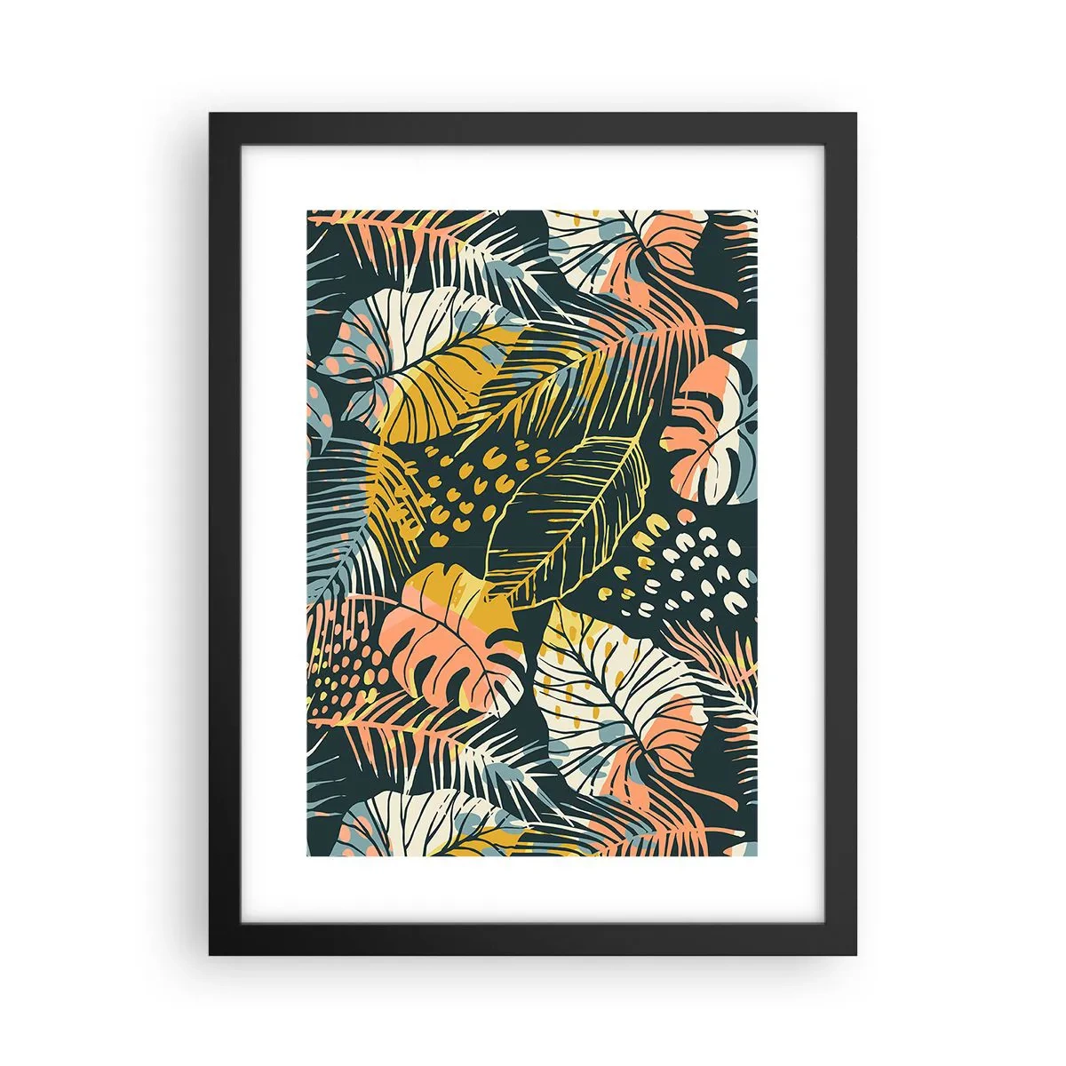 Poster în ramă neagră - Fantezie cu frunze - 30x40 cm