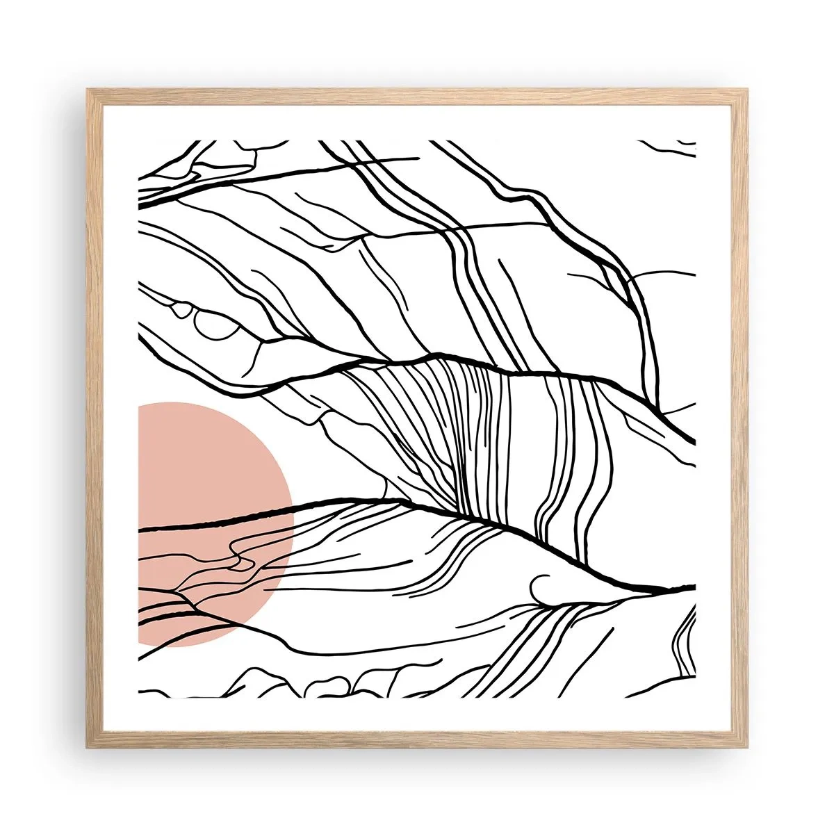 Poster în ramă de stejar deschis - Într-o rețea de crengi - 60x60 cm