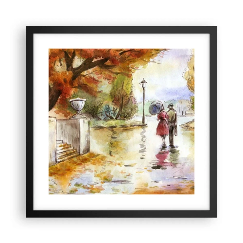 Poster în ramă neagră - Toamnă romantică în parc - 40x40 cm