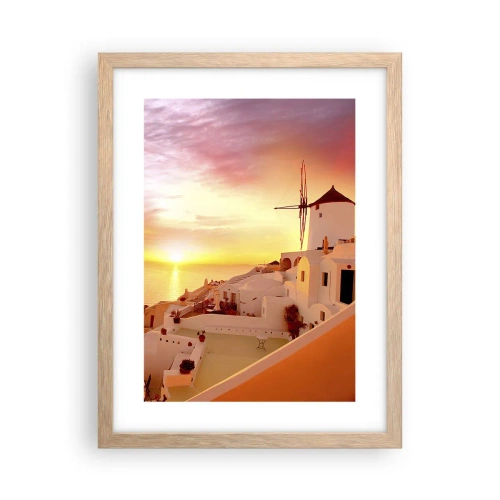 Poster în ramă de stejar deschis - Dizolvându-se în alb și auriu - 30x40 cm