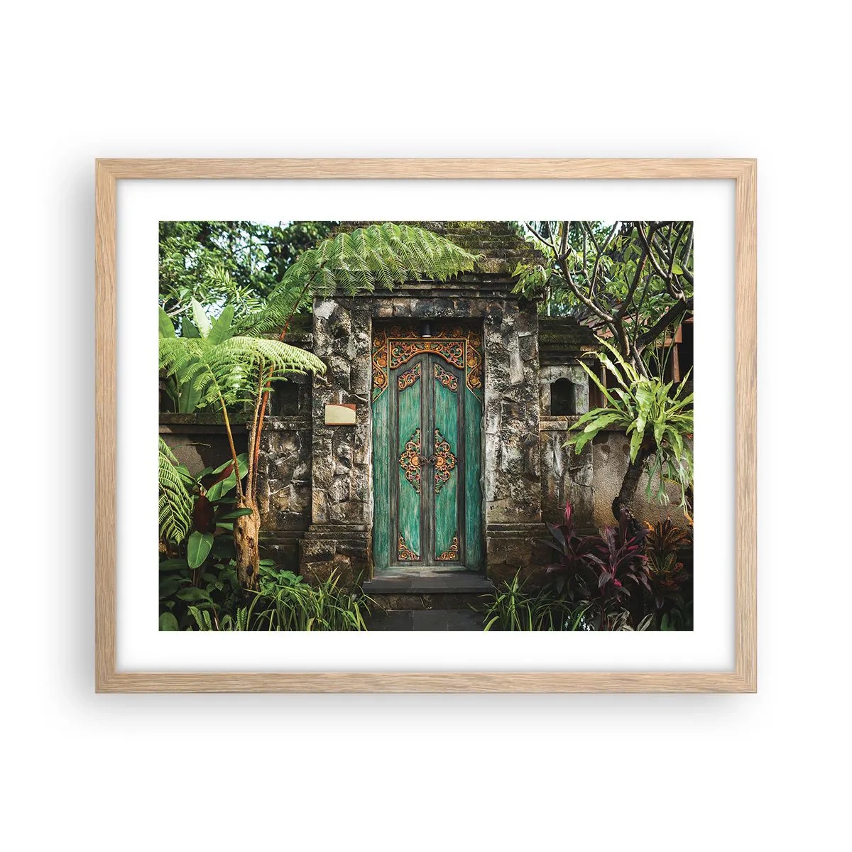 Poster în ramă de stejar deschis - O ușă către o lume exotică - 50x40 cm