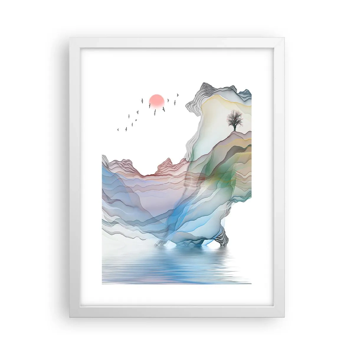 Poster în ramă albă - Spre munții de cristal - 30x40 cm