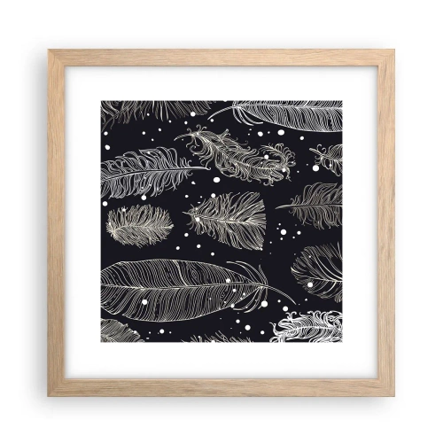 Poster în ramă de stejar deschis - Dantelă cu pene - 30x30 cm