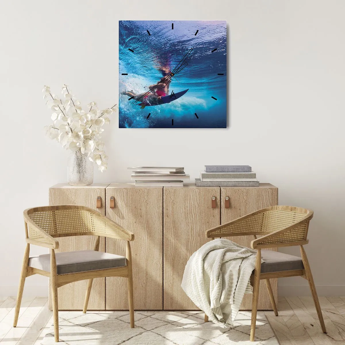 Ceas de perete - Ceas pe sticlă - Profunzimea bucuriei - 40x40 cm