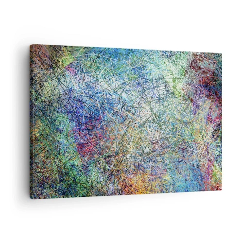 Tablou pe pânză Canvas - Compoziție abstractă cu linii și texturi multicolore - 70x50cm - Nu este atât de simplu - Decorațiune modernă pentru perete pentru living și dormitor ARTTOR