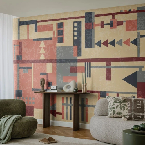 Tapet Standard Eco - Combinație de verticale și orizontale - Abstracția, Bucată, Model modern - 500x350 cm