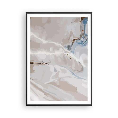 Poster în ramă neagră - Meandre albastre sub alb - 70x100 cm