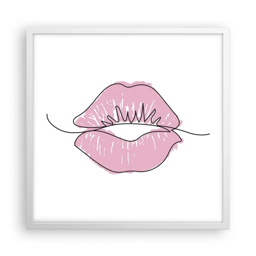 Poster în ramă albă - Vrei un sărut? - 50x50 cm