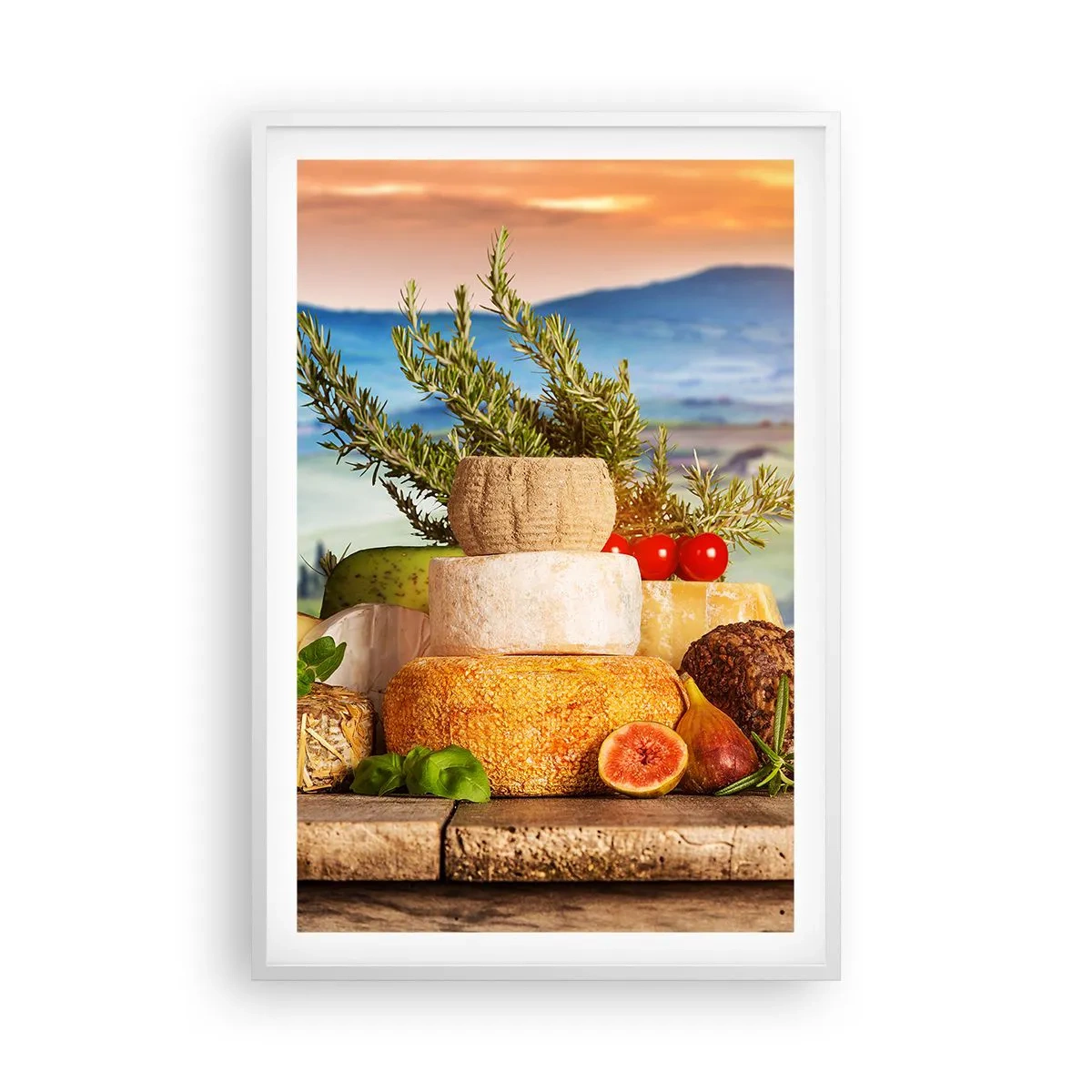 Poster în ramă albă - Bucurie de viață în stil italian - 61x91 cm