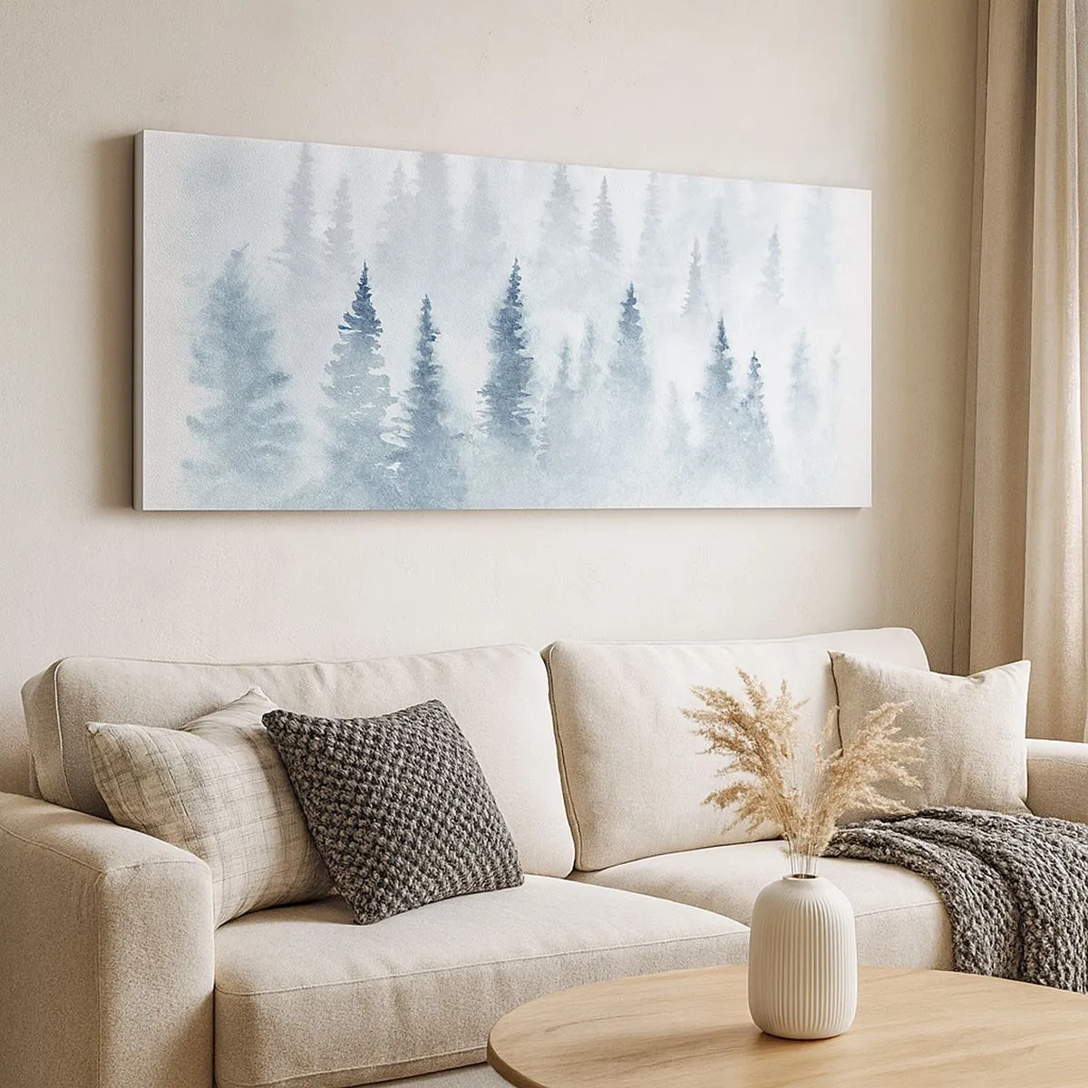 Tablou pe pânză - Înfășurate în ceață - 100x40 cm