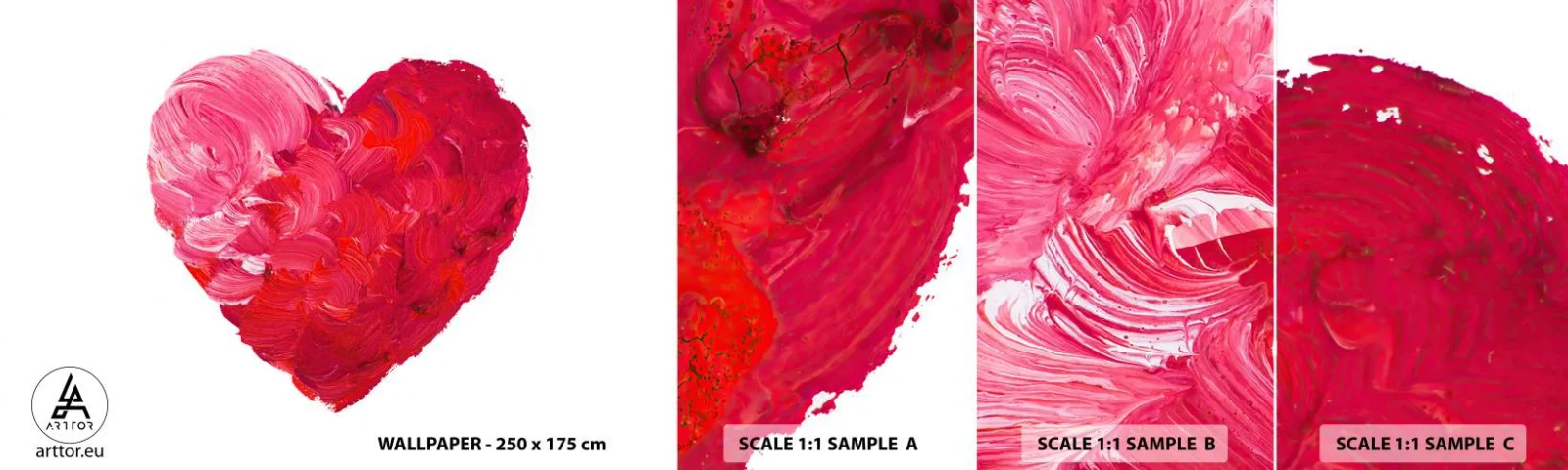Mostră de Tapet Standard Eco - All you need is love - Abstracția, Inima rosie, Simbol al iubirii - 100x30 cm