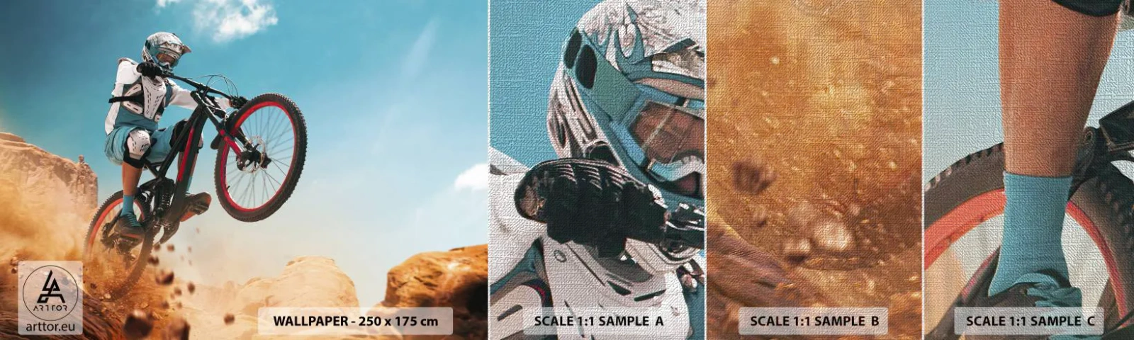 Mostră tapet Premium Canvas - Nebunia demonului bicicletei - Bicicleta, Viteză, Competiții sportive - 100x30 cm