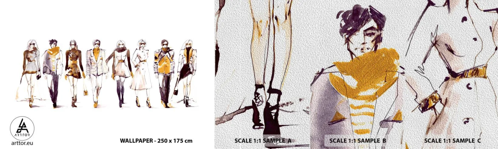 Mostră tapet Premium Sand - Chic discret, eleganță casuală - Femeie, Model, Modă - 100x30 cm