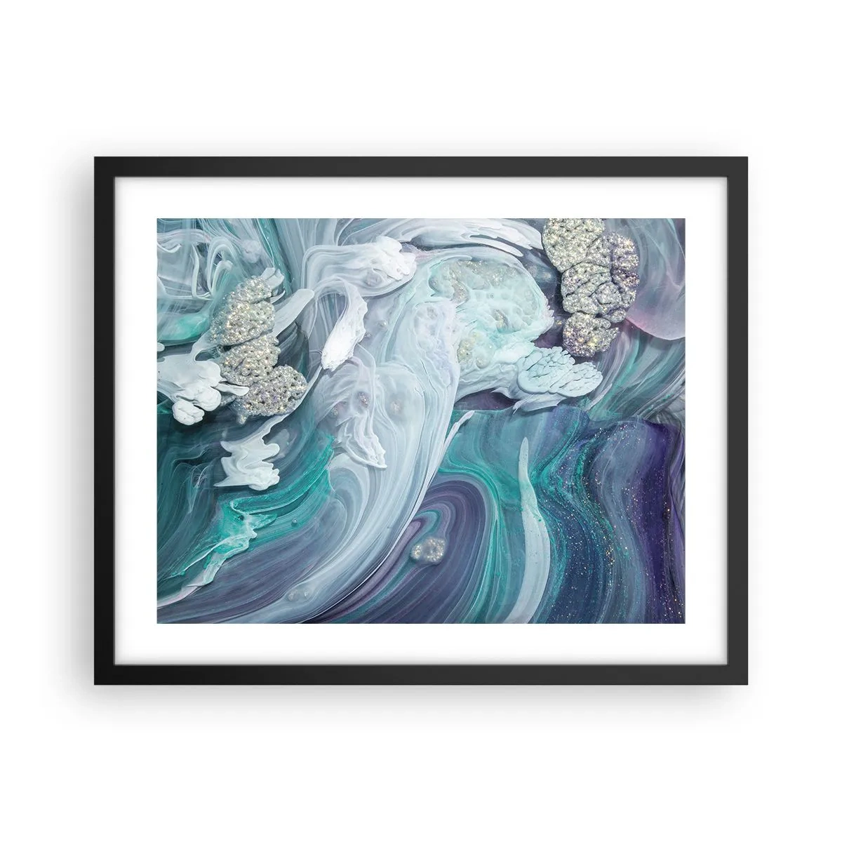 Poster în ramă neagră - Râuri de albastru - 50x40 cm