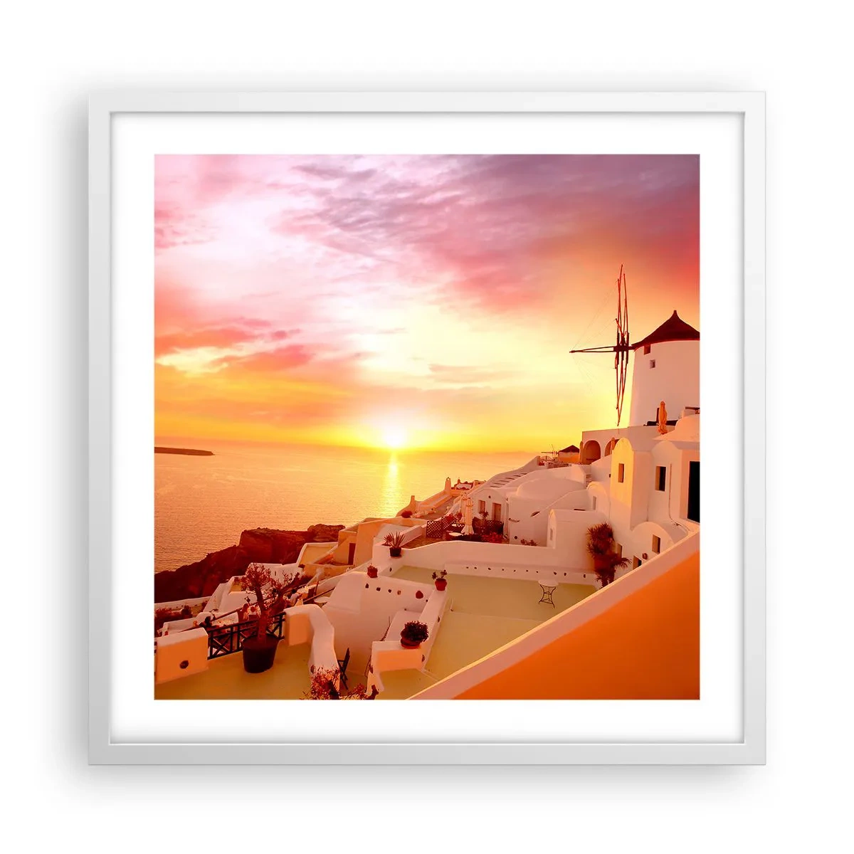 Poster în ramă albă - Dizolvându-se în alb și auriu - 50x50 cm