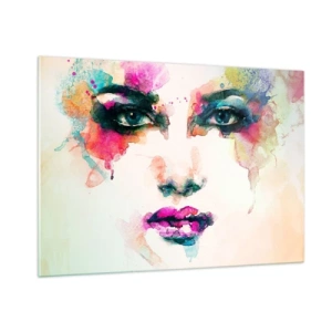 Tablou pe sticlă - Portret pictat cu un curcubeu - 100x70 cm