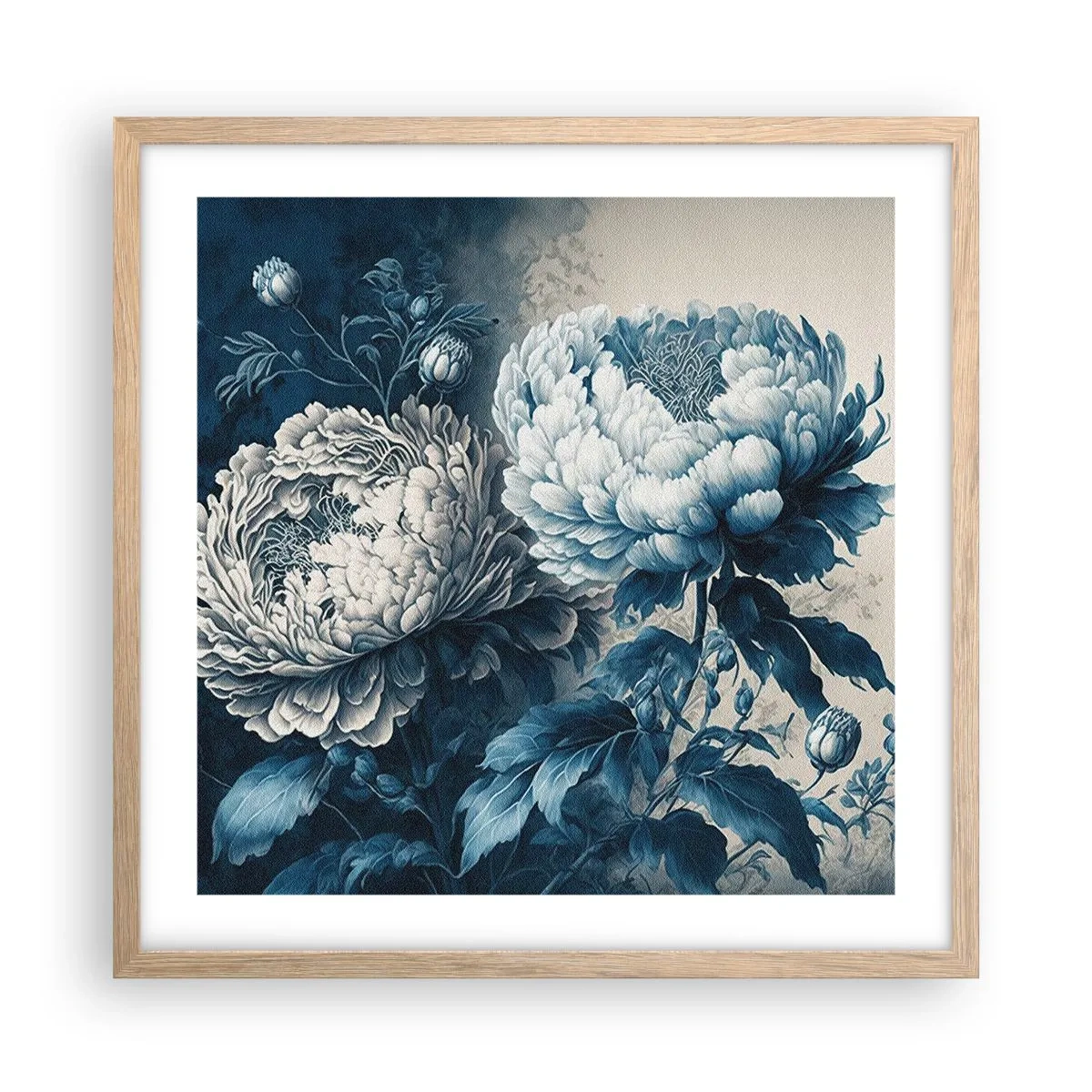 Poster în ramă de stejar deschis - Pereche asortată - 50x50 cm