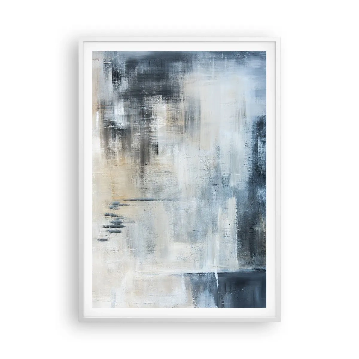 Poster în ramă albă - În spatele unui voal albastru - 70x100 cm