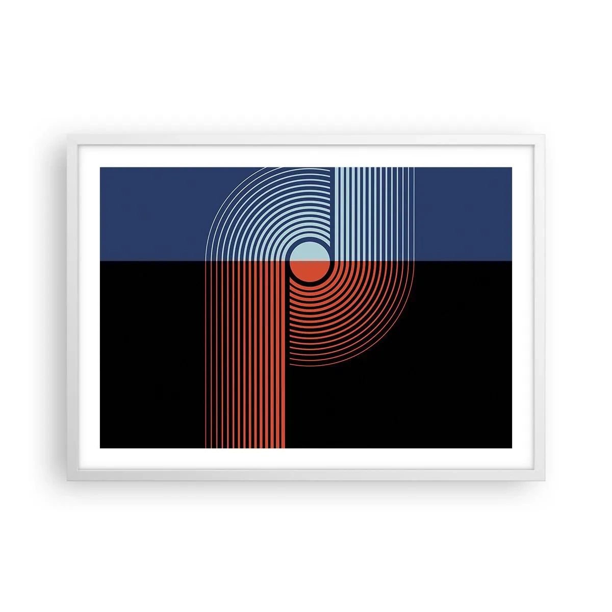 Poster în ramă albă - Într-o îmbrăţişare geometrică - 70x50 cm