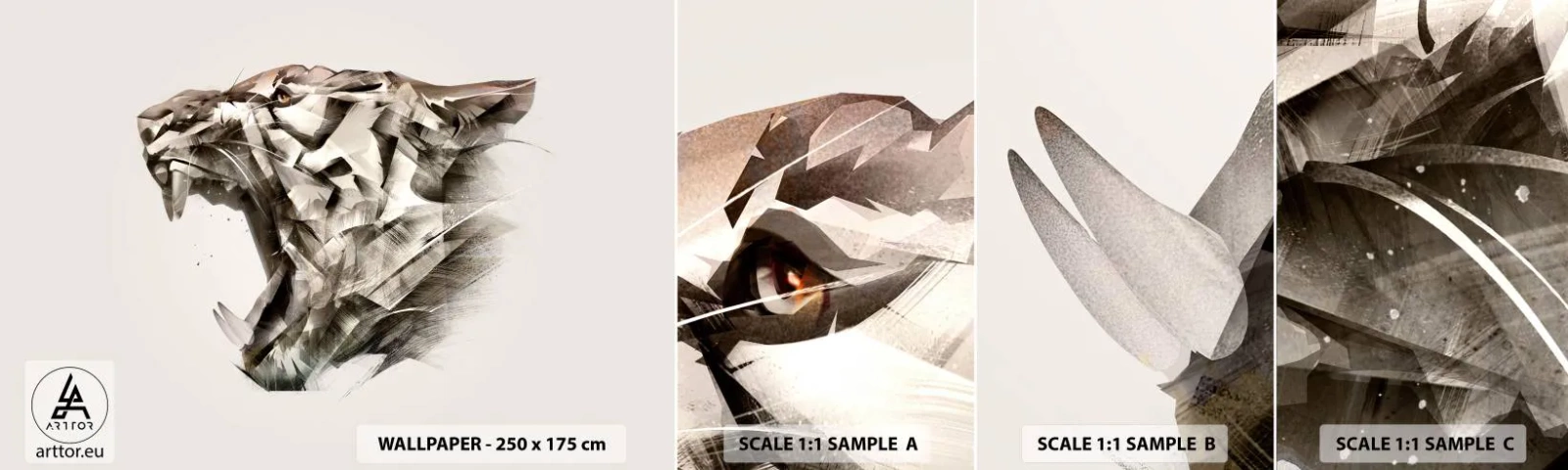 Mostră de Tapet Standard Eco - Știți deja cine este la conducere - Abstracția, Tigru, Animale - 100x30 cm