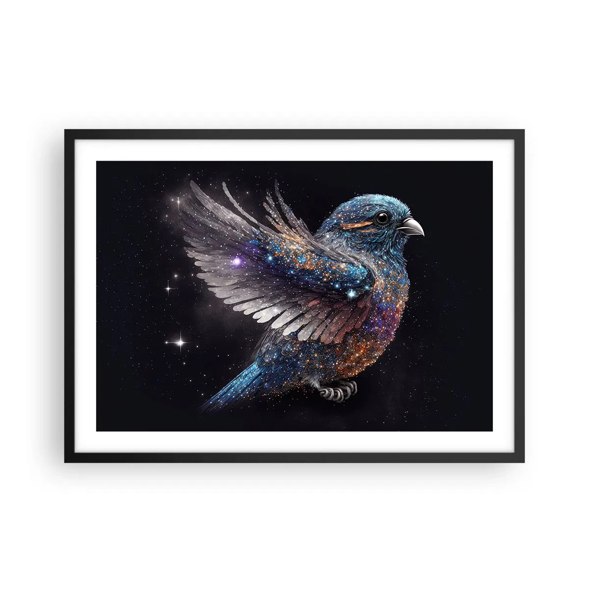 Poster în ramă neagră - Vrăbiuța de diamant - 70x50 cm