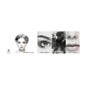 Mostră tapet Premium Canvas - Un portret extrem de elegant - Chipul de femeie, Femeie, Abstracția - 100x30 cm