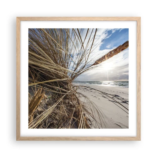 Poster în ramă de stejar deschis - O întâlnire a elementelor - 50x50 cm