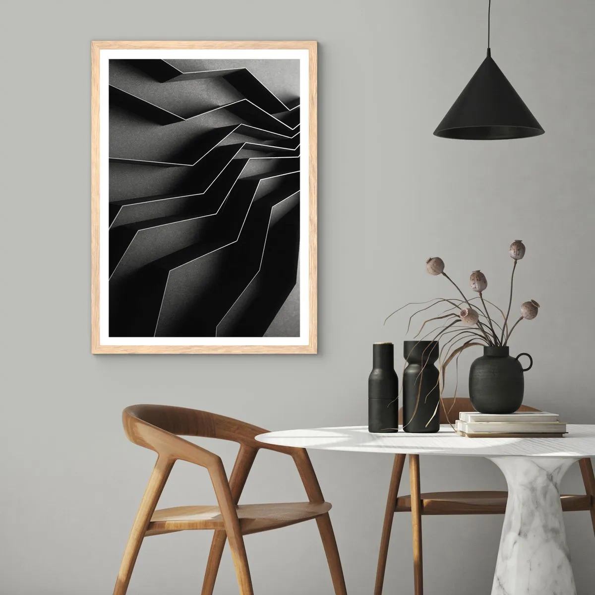 Poster în ramă de stejar deschis - Ordinea spațială - 61x91 cm