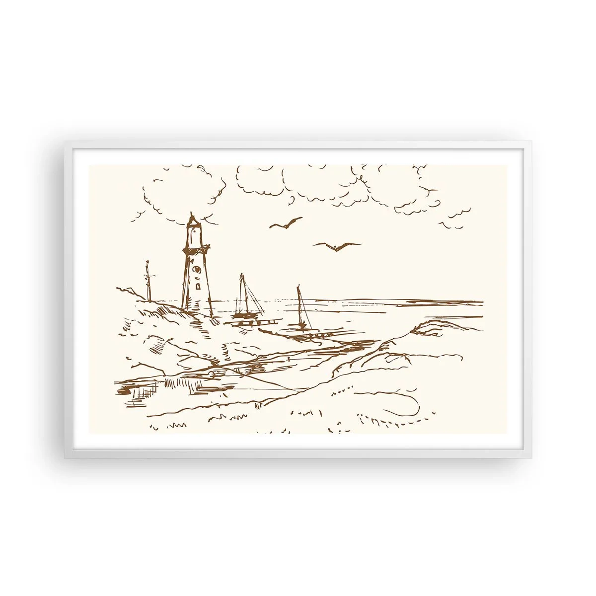 Poster în ramă albă - Schiță de amintiri de vară - 91x61 cm